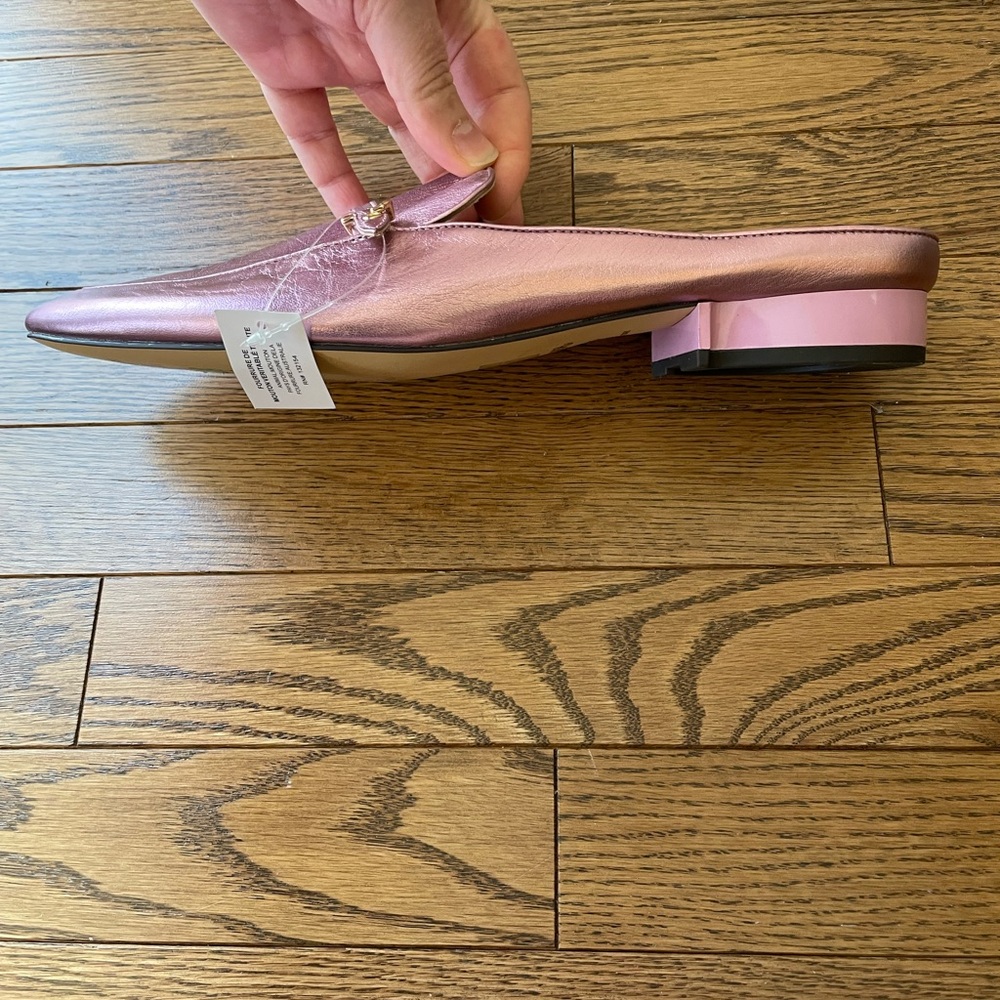 Coach Irene Metallic Pink Barbie Shearling Mule Shoes New - Picture 8 of 16